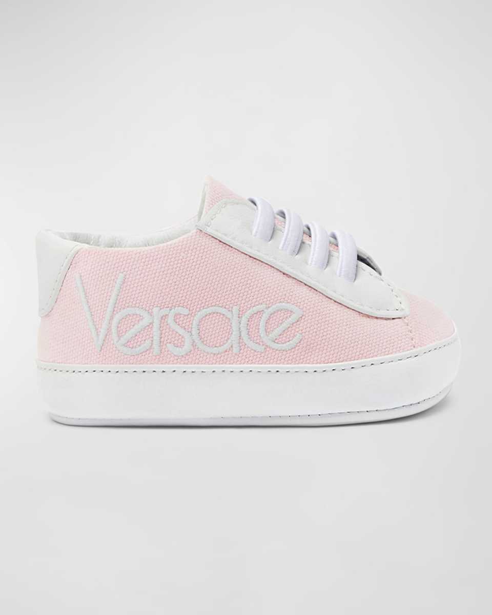 Girl's Lamb Leather Prewalker Sneakers, Newborn-12M